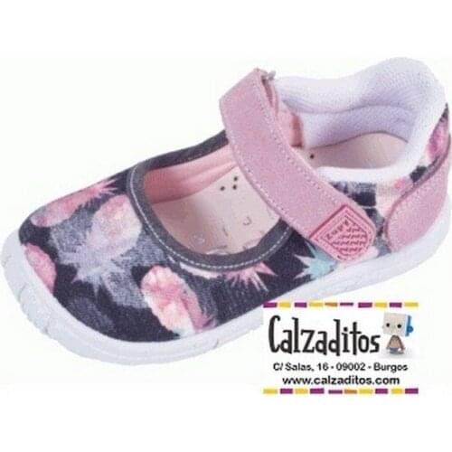 Black-pink canvas hampers padded with velcro, by Lonettes Zapy for girls