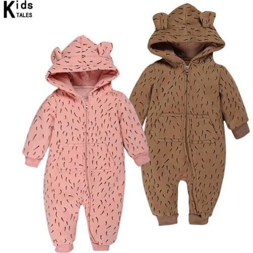 RP-032 Fashion brand baby boys girls rompers autumn long sleeve with hat infant clothing warm cotton one-piece baby jumpsuit
