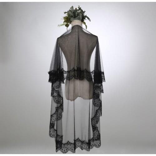 Long Wedding Veil Appliqued Edge Black Veil 1.5/2/3M Velo Novia Catedral Veils Bridal Veu De Noiva Longo Ivory Wedding Vail
