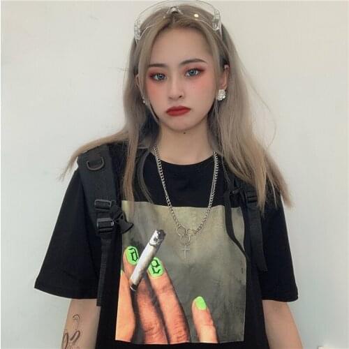 Harajuku Womens Tshirts cool Print Top casual Summer Female Tops Casual Clothes punk hip hop Ladies Oversized T-shirt