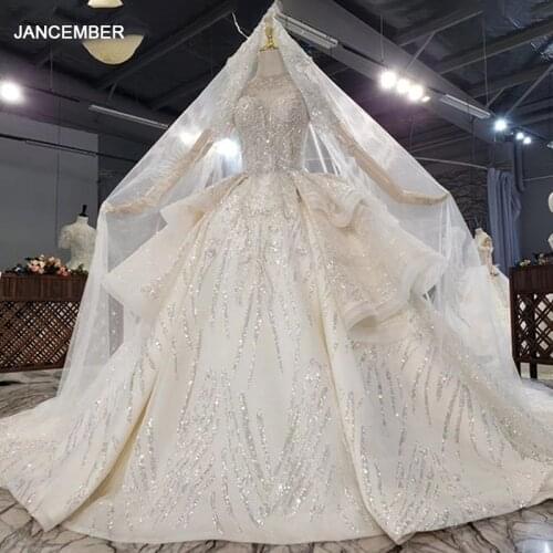 HTL1598 Luxury And Noble Jewel Neckline Wedding Dresses 2020 Royal Train Real Photo Sequined Short Sleeve