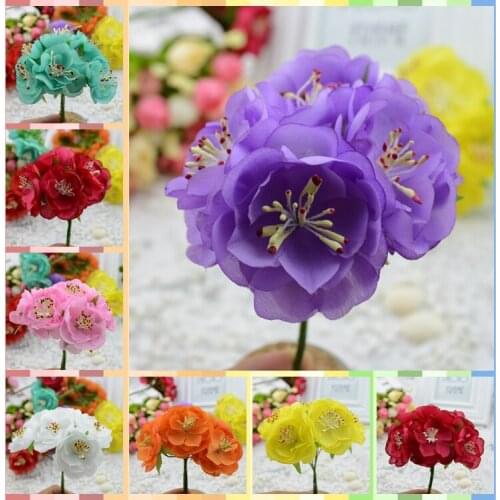 Artificial flowers new hot good simulation Huashan camellia small bouquet silk flower garlands material DIY decorative flower he