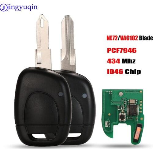 Jingyuqin 1 Button Car Remote Key Control For Renault Master Kangoo Clio Twingo VAC102 Blade PCF7946 ID46 Chip 433MHZ