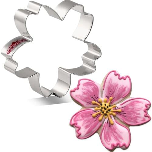 KENIAO Cherry Flower Cookie Cutter For Mothers Day Party - 9.4 x 9.4 CM - Biscuit Fondant Cutter - Stainless Steel
