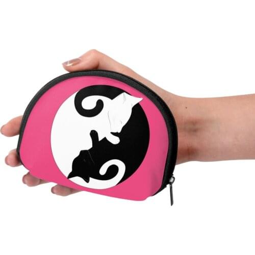 Lovely Cats Yin Yang Coin Women Bag Pink Storage Animal Mini Pouch Coin Purse Change Wallet Girls Zipper New Design Wallets