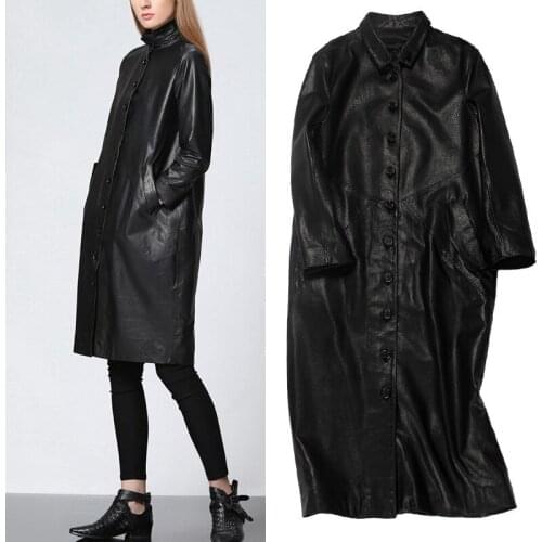 Leather Jacket Women Genuine Sheepskin Leather Coat Long Blazer Leather Jackets Women Spring Autumn Windbreaker 7047 YY494