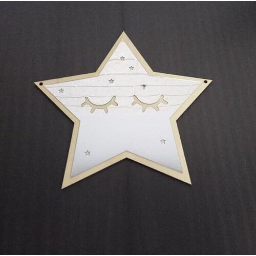European style creative cartoon star wooden mirror wooden handmade crafts creative acrylic mirror home decoration decoration