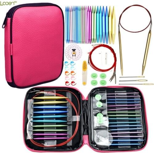 Looen Circular Knitting Needles Set 26pcs Interchangeable Crochet Needles for Knitting Yarn Knitting Accessories Kit for Women