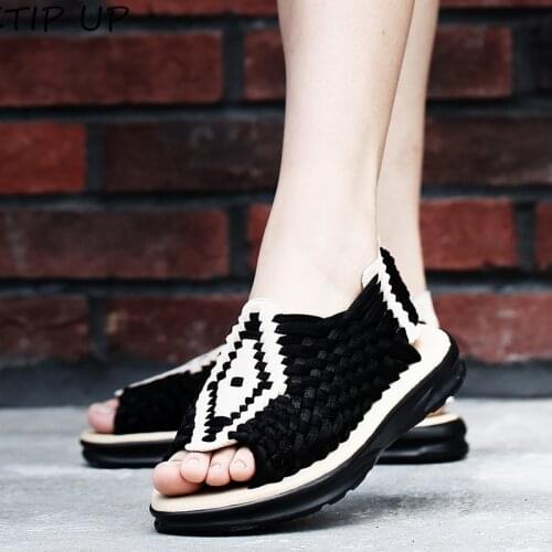 Summer Women Sandals for Women Fashion Outdoor Casual Shoes Lightweight Breathable Handmade Weave Beach Shoes Women Flat Sandals