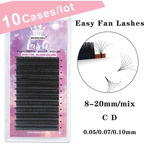 MASSCAKU 10trays/lot Easy Fan Bloom Eyelash Extension Austomatic Flowering Fast Fan Self-Making Fans Volume Make Up Lashes