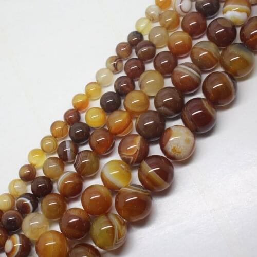 Mini.order is $7! 6-16mm Deep Yellow Ambers Stripe Banded Agates Round DIY Spacer Loose Beads 15"