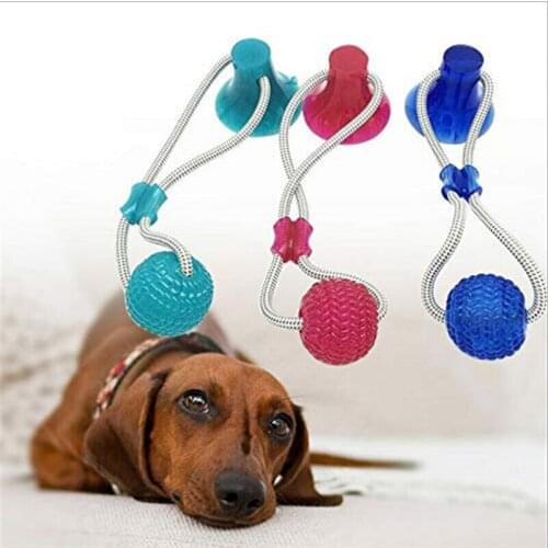 Multifunction Pet Bite Molar Toy Dog Cleaning Teeth Puppy Rubber Chew Ball Safe Elasticity Soft Puppy Suction Cup Dog Biting Toy