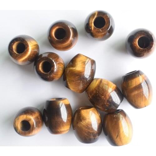 Fashion good quality natural tiger eye stone round shape big hole beads for Bracelet jewelry making 12pcs/lot wholesale free