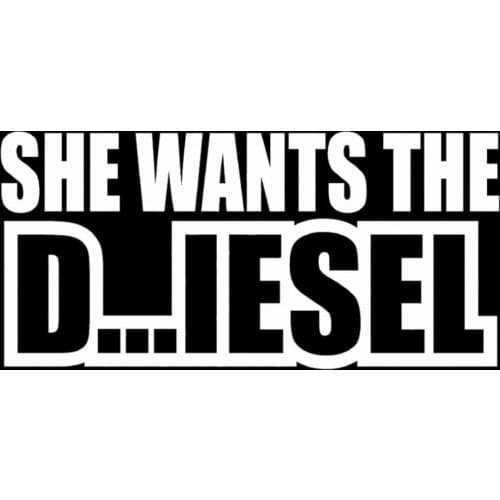 She Wants The D...IESEL Vinyl Decal Sticker | Cars Trucks Vans Walls Laptops Cups | White | 5.5 inches | KCD1005