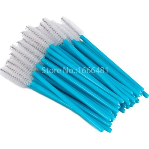 100pcs/lot Blue Handle Top Quality Nylon Disposable Mascara Wands Makeup Tools
