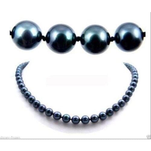 AAA 20" 9-10MM TAHITIAN black pearl necklace 925silver gold clasp hand knotted