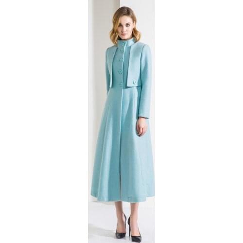 Autumn Winter New Stand Collar Xlong Woolen Coat Women French Elegant OL Style Waisted 3XL Cashmere Outwear Coat Y784