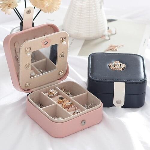 Portable Magnetic Jewelry Box Comestic Jewelry Casket Organizer Jewelry Organizer Display Travel Jewelry Case Boxes with Mirror