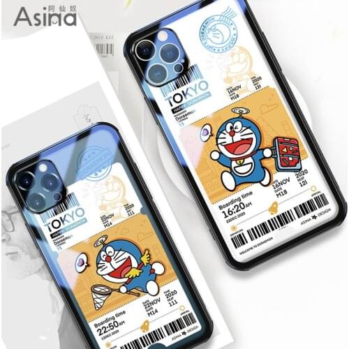 ASINA Transparent Tempered Glass Case for iPhone 11 12 Pro Max 12 Mini XS XR X Fashion Cartoon Cover For iPhone 7 8 Plus SE 2020