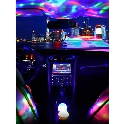 Multicolor USB LED car interior lighting atmosphere light neon colorful light voice control mini festival stage light