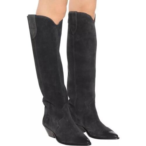 5CM High Heel Shoe Women Leather Boot Woman Thigh High Boots Womens Snow Winter Boots Ladies Over The Knee Boots Leather Shoes