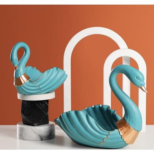 Nordic Simulated Animal Resin Ornaments Home Decor Organizer Swan Lovely Sculpture Crafts Living Room Bedroom Porch Decorations