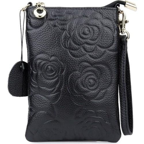 Luxury Floral Women Messenger Bag Ladies Designer Daily Clutch Black Fashion Womens Phone Case Female Girl Card Purse