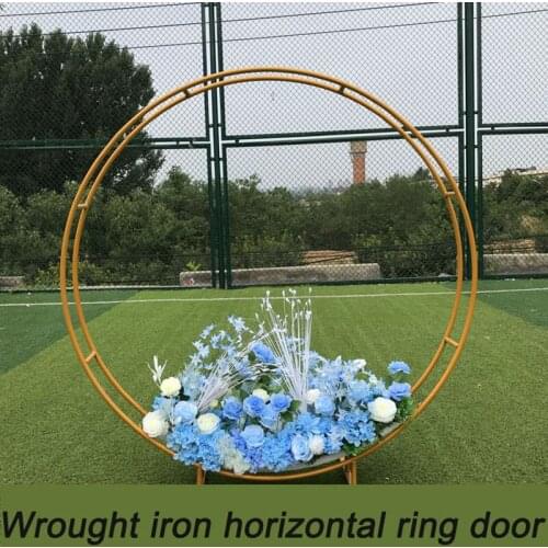 Wedding Props Wrought Iron Circle Party Background Decoration Flower Stand Iron Ring Double Rod Wedding Decoration Stand