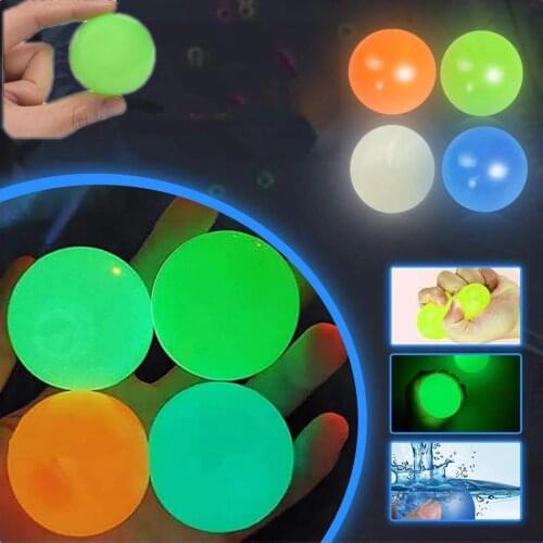 Luminous Sticky Ball Antistress Toys Ceiling Ball Throws Squash On The Ceiling Sticky Target Squash Adult Children Sensory Toy