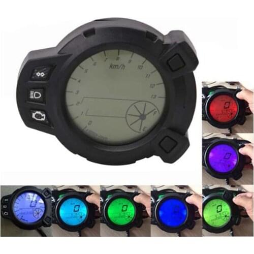 Motorcycle LCD Digital Display Speedometer Tachometer Odometer 7 Color Oil Level RPM Speed Meter Instrument For Yamaha BWS