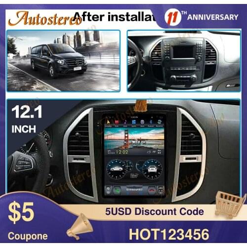 Tesla Radio For Mercedes-Benz Vito 2016-2020 Android 9 4+128 Car GPS Navigation Multimedia Player Tape Recorder Headunit DVD IPS