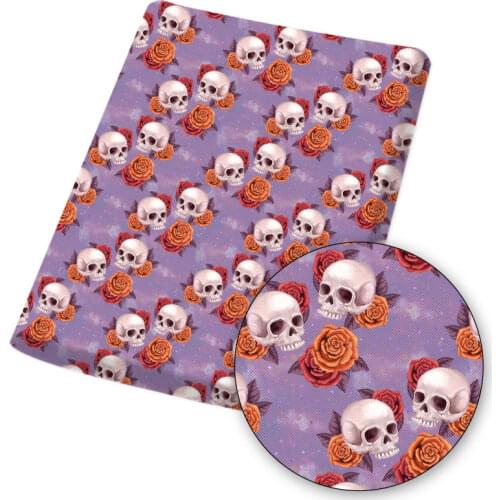 Polyester Cotton Fabric By Meter Valentines Day Theme Rose skull Printed Fabric DIY Sewing Cloth Home Textile Garment 45*145cm