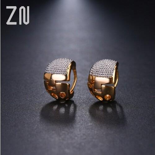 ZN High Quality Elegance Unique Charm Two Tone Originality Jewelry Earrings For Woman Trendy Wedding Party Gift