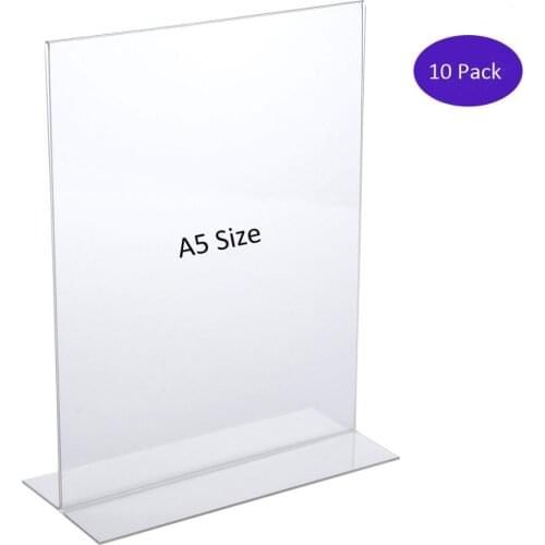 Pack/10units) Countert T Insert A5 Clear Acrylic Sign Holders ,Menu Cover Display Stand ADS001