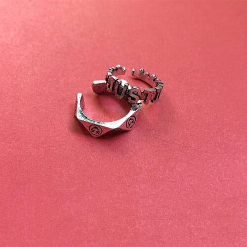 Vintage Rings Metal Cuff Rings for Women Punk Jewelry Letter Smile Ring Gothic Men Ring Bijoux finger Rings Boho Ring 2020