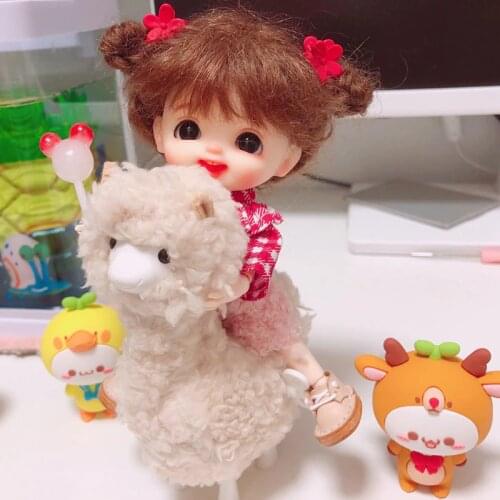 Clockwork Alpaca Grass Mud Horse Walking Cute Q Version Cartoon Small Animal PVC Flocking Ob11 Doll Toy