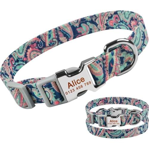 AiruiDog Small Large Dog Collar Personalised Male Female Pet Custom Engraved Name ID Tags