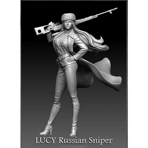 1/16 Resin BUST Model kits WWII Soviet female sniper Unassambled Unpainted S206
