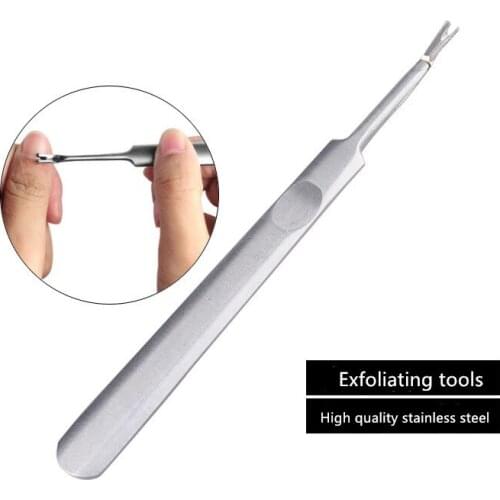 1PC High Quality Professional V-Shaped Stainless Steel Cuticle Pusher Nail Art Remover Dead Skin Fork Manicure Pedicure Tools