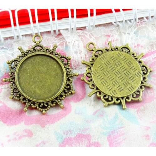 10pcs 20mm Inner Size Antique Bronze Plated Blank Base Setting Tray for Glass Gem Cameo Cabochons Diy Jewelry accessories
