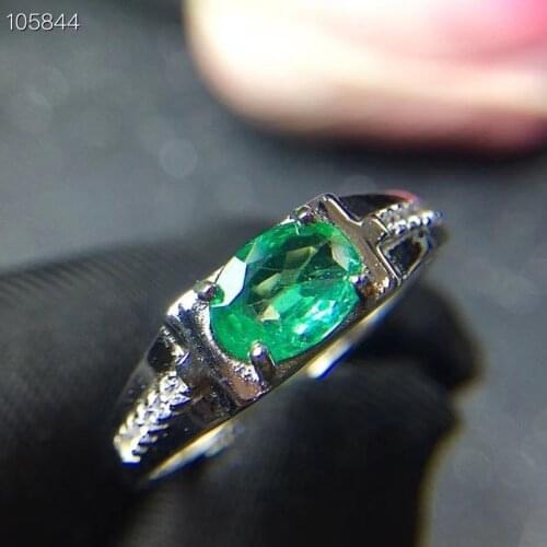100% Natural Emerald Ring 925 Sterling Silver Female Ring Girl Gift Wedding Ring Big Silver Rings