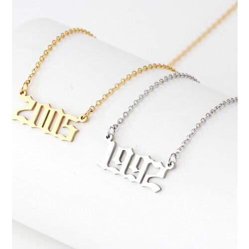 1980-2020 Special Date Year Number Necklace Birth date necklace Friends Gifts Wholesale Pendant necklace Stainless steel
