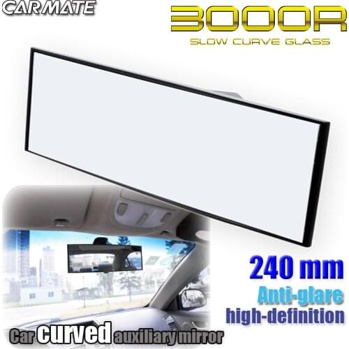 Car interior mirror auto accessories clip on rear view mirror plane 240mm wide angle driving safety universal blue glass mirror