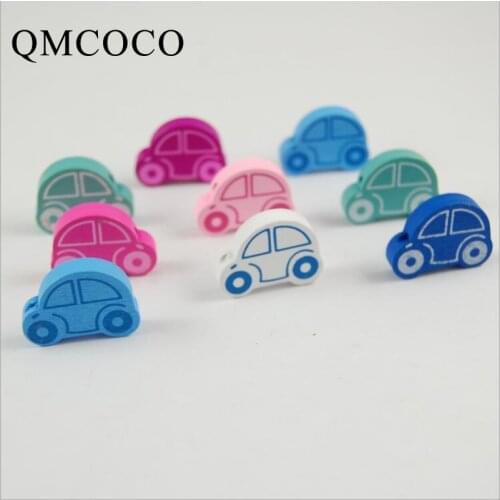 50Pcs Colorful Mini Cartoon Car Wooden Beads Wood Chip Childrens Handmade Custom Environmentally Jewelry Baby Toys Accessories