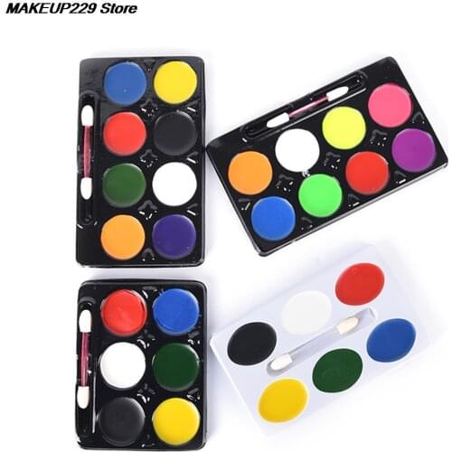 6/8 Colors Non Toxic Water Paint Oil Body Makeup Face Painting Art Kit With Brush For Christmas Fancy Carnival Vibrant Party