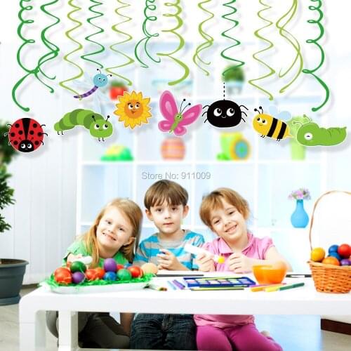 Insect Theme Party Decorations For Kids Birthday Cartoon Butterfly Flower Ladybug Hanging Swirl Baby Shower Party Supplies XL074