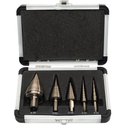 ALLSOME 5pcs Metric Hss Cobalt Step Drill Bit Set