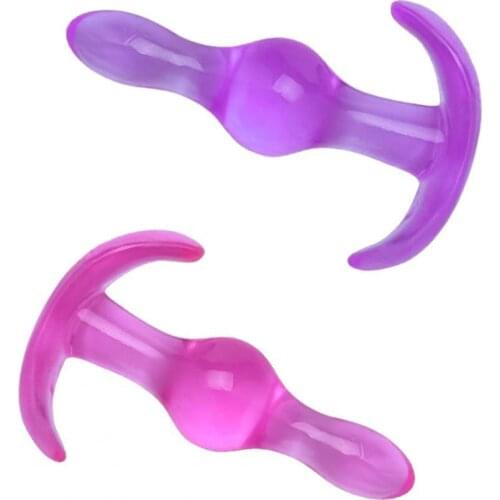 Anal Plug Two Beads Transparent TPE Adult Anal Vibrator for Couple