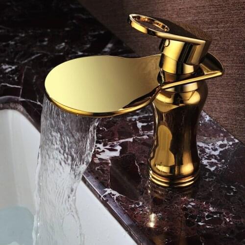 Free shipping Gold finish PVD single hole bathroom basin sink faucet MIXER TAP short