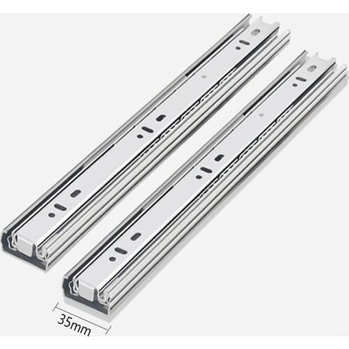 35 Wide 10" - 20" Stainless Steel Drawer Slides Soft Close Drawer Track Rail Sliding 3-Section Cabinet Slides Furniture Hardware